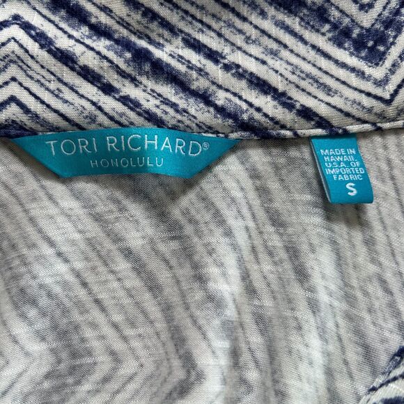Tori Richard Chevron Design Blue & White Dress Small - Picture 5 of 8